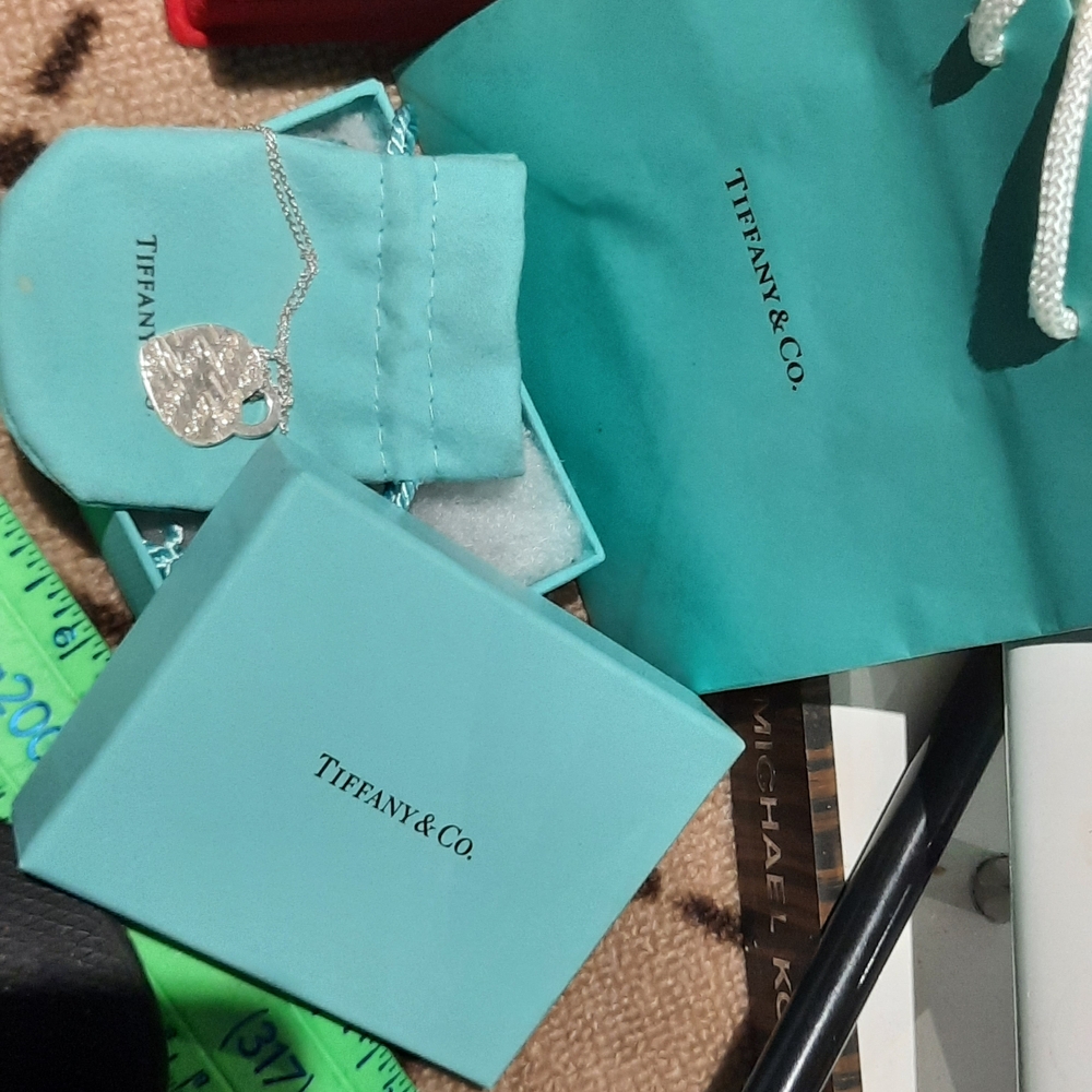 Authentic Tiffany & Co. Silver I Love You Pendant Necklace Chain Blue Packaging